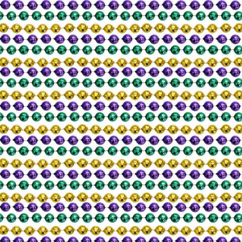 48" 12mm Round Metallic Purple, Gold and Green Mardi Gras Beads - Case (10 Dozen)