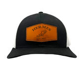 Black Trucker Hat with Leather Patch